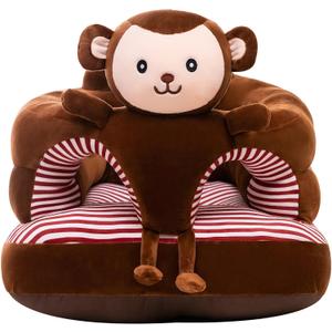 Baby Support Seat, Cute Baby Sofa Chair for Sitting Up, Comfy Plush Infant Seats (Monkey,W17.5 x H17.5)