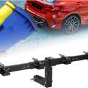 Dual Trash Can Hauler Hitch, Adjustable Wheeled Garbage Can Towing Trailer Hitch, Trash Can Transporter Hauling Hitch for Truck//ATV/UTV/Lawn Tractors/Trailer with 2" Hitch Receiver (black)