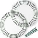 2-Pack 14 Inch Wire Wreath Frame Round Metal Wreath Form with Ring Design for DIY Crafts, Floral Projects, and Home Decor Dark Green Wire Frame for Christmas Holiday & Weddings