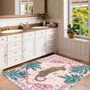 4x6 Washable Non-Slip Area Rug, Tropical Pink Boho Vintage Jungle Tiger Rug, Soft Cozy Faux Cashmere Low Pile Animal Print Rug for Girls Room, Nursery, Entryway, Easy to Clean Decorative Carpet