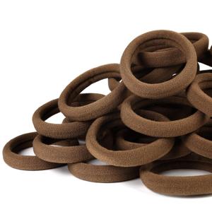 50PCS No Damage Hair Ties for Women, Cotton Elastic Hair Bands, Soft Ponytail Holders, Large Pony Tails Hair Ties, Brown, 2 Inch in Diameter, by Qarwayoc (Chocolate)