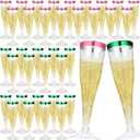 36 Pcs Plastic Champagne Flutes 4.5 oz Clear Toasting Glasses Cocktail Cup Wine Disposable Champagne Glass for Valentine's Day Christmas Wedding Birthday Party (Green, Pink)