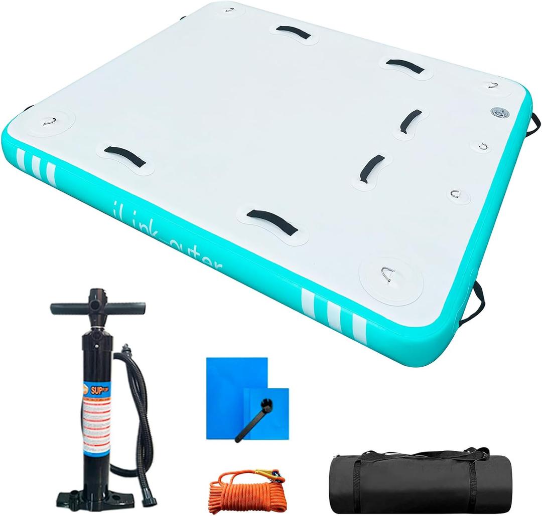 Inflatable Floating Dock Air Dock Platform Floating 5ft 8ft 2 Types PVC Material of Style Non-Slip Fabrics Maximum Carrying 6 People