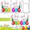 27.1inch Easter Larger Bunny Sign Yard Decoration Metal Easter Bunny Garden Stakes Waterproof,Resistant&Non Fading Yard Signs with Eggs & Flowers for Spring Yard Porch Lawn Backyard Decorations