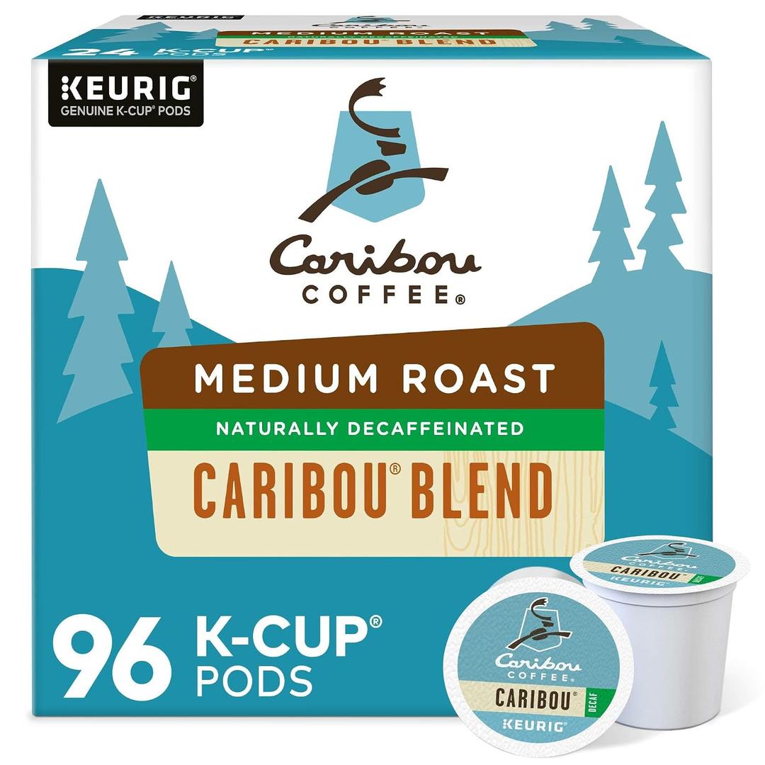 Caribou Coffee Caribou Blend Decaf Keurig Single-Serve K-Cup Pods, Medium Roast Coffee, 96 Count (Pack of 4) (EXP 01/22/27)