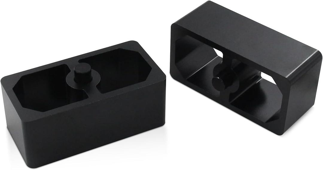 2 Inch Universal Billet Aluminum Leaf Spring Lowering Block Kit for Ride Height Adjustment 2 Pack Black