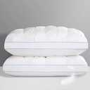 QUTOOL Luxury Hotel Goose Feather Pillow, 100% Cotton Cover, Soft Support Pillow, Suitable for Sleepers on The Back, Sides, and Stomach, Standard Size Bed Pillows Set of 2