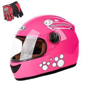 Kids Motorcycle Helmet with Panda Design and Racing Gloves Set, DOT Certification (Black)