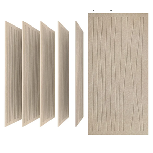 UMIACOUSTICS 6 PCS Sound Proof Panels,47.2 x 23.6 Inches Sound Absorbing Panels,Decorative Acoustic Panels in Art Curve Shaped Light Tan Color