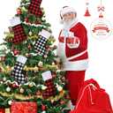Skylety 6 Pcs Christmas Stockings 15 Inch Buffalo Plaid Stocking Classic Fireplace Hanging Stockings for Family Farmhouse Xmas Party Decoration (Red Black and Black White)