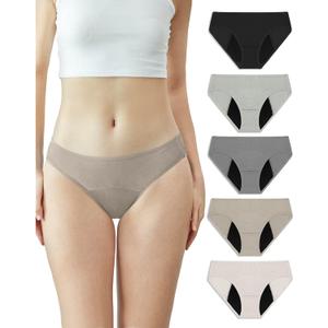 Neione Period Underwear Menstrual Panties Comfortable Modal Bikini Cheeky Briefs for Women Girls (X-Small, 5-pk Satori)