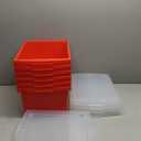 Storex 5.5 Gallon Storage Bin with Lid  Plastic Classroom Organizer for Books and Supplies, Red, 6-Pack (62745U06C)