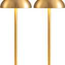 Cordless LED 12" Small Table Lamps Set of 2, Modern Portable Desk Lamp, 3 Color Dimming Rechargeable Battery Lights, for Bedroom, Outdoor, Restaurant, Bedside, Baby Night Light, Gifts (Gold)