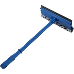 15.9" Window Squeegee for Car,2 in 1 Squeegee Window Cleaner with Long Stainless Steel Handle,Sponge Car Window Squeegee for Gas Station, Glass,Shower (Plastic Pole)
