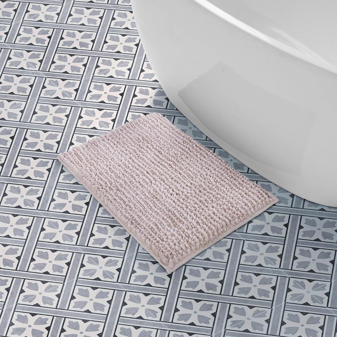 Laura Ashley Butter Chenille Bath Mat, 17 in. x 24 in, Blush