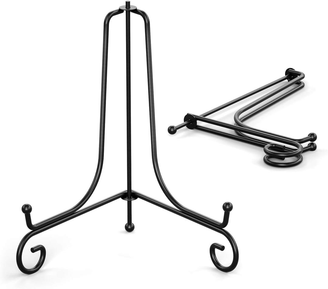 TR-LIFE Plate Stands for Display - 8 Inch Plate Holder Display Stand + Metal Easel Stand for Picture Frame, Decorative Plates, Book, Photo, Collectibles (2 Pack)