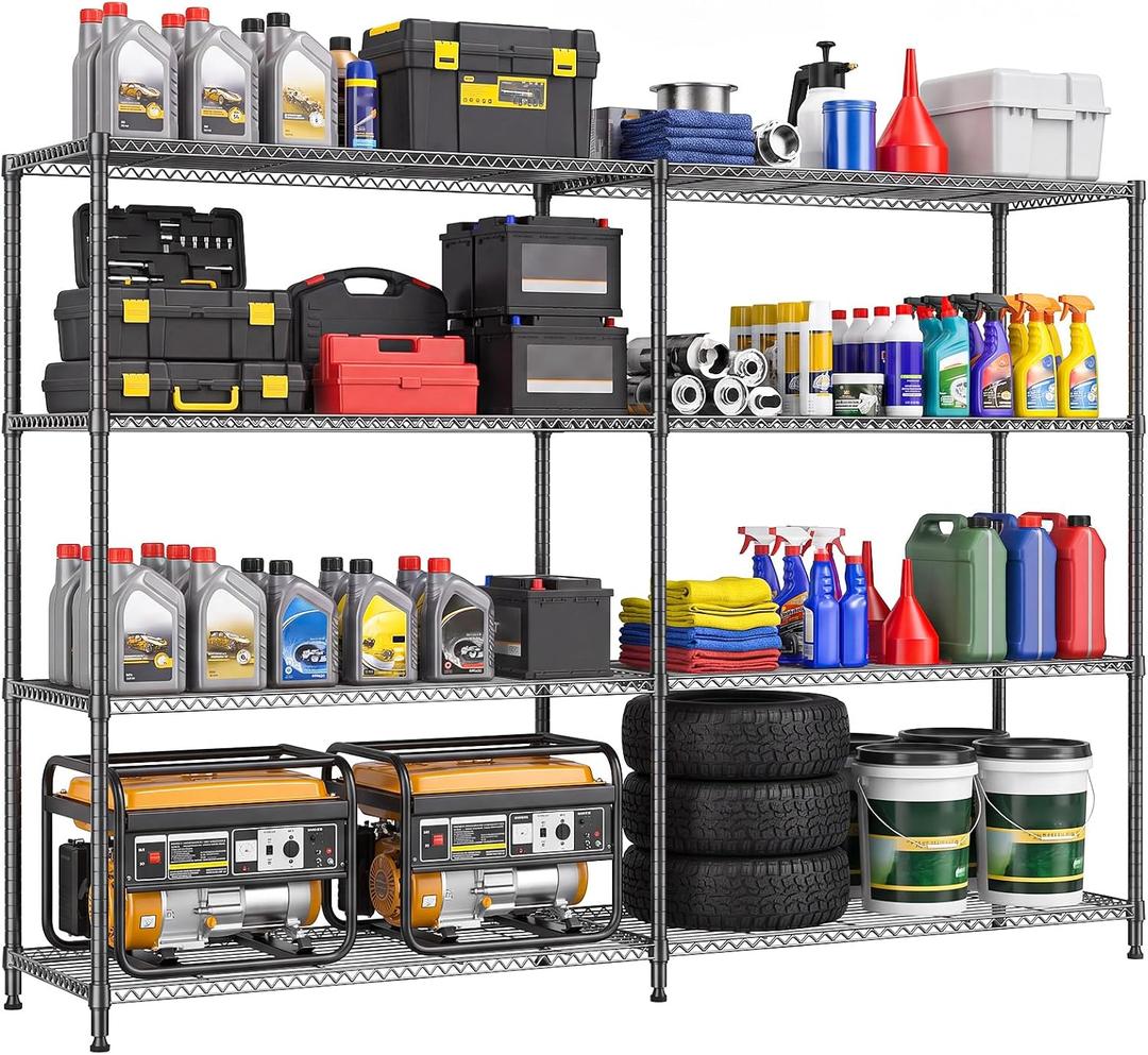 Heavy Duty 4 Tier Adjustable Metal Wire Shelving Units, 4 Tier, 15.7" D x 33.5" W x59.5" H