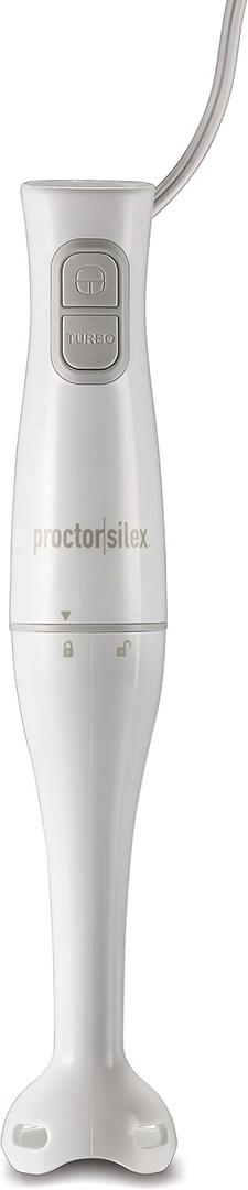 Proctor Silex Electric Immersion Blender with Detachable Dishwasher Safe Handheld Hand Blender Stick, 2-Speeds, 150 Watts, White (59739)