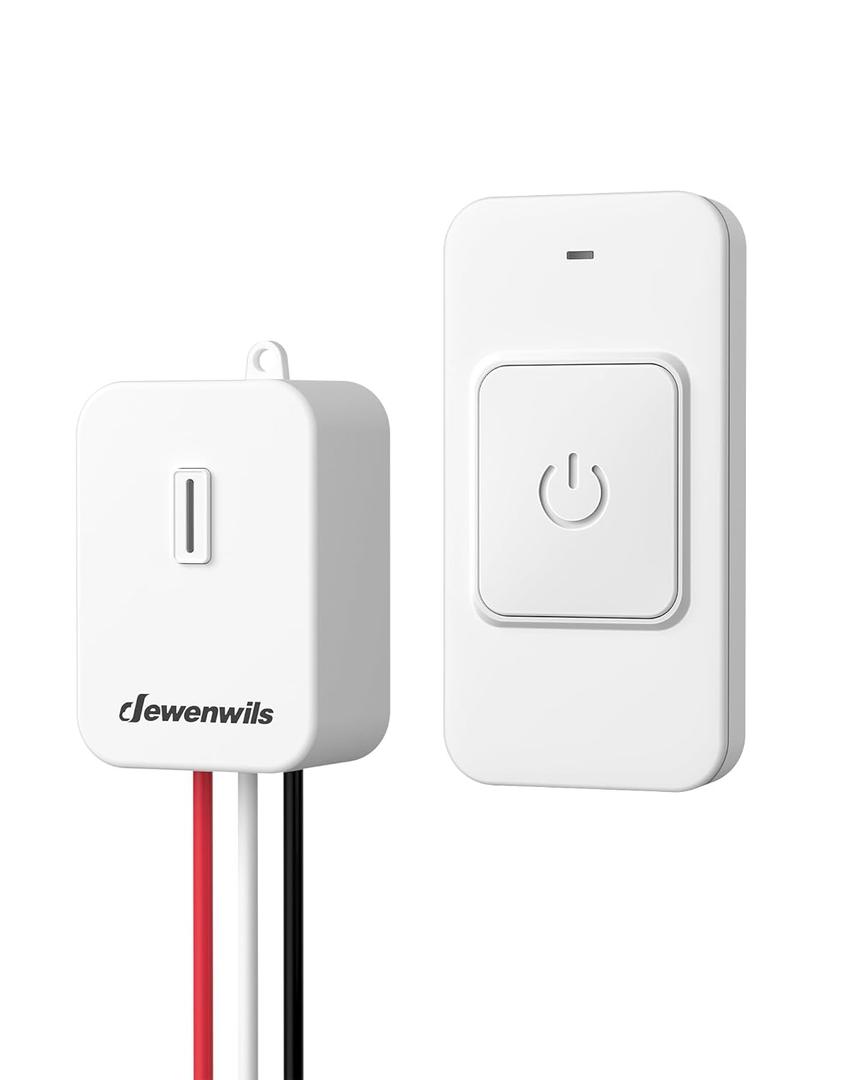 DEWENWILS Wireless Light Switch and Receiver Kit, 15A/1800W High Power, No Wiring, Magnetic Handheld Remote Control, 100FT Range, Programmable & Expandable, for Ceiling Lights, Fans, Lamps