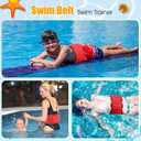 Lewtemi 1 Pcs Inflatable Swim Belt Pool Flotation Portable Waist Aid for Adults Adjustable Swimming Training Aid Waist Belt with Buckle and Rope for Beginner (Solid Color, Red and Blue)