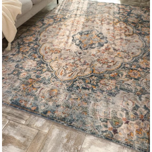 Yancorp 6'x9' Large Area Rug for Livingroom Non Slip Big Rug Washable Area Rug for Bedroom Ultra Soft Foldable, Vintage Carpet Stain Resistant Rugs Blue Grey
