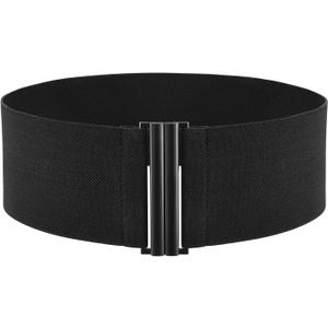 Elastic Belt for Women Wide Waist Corset Belt Cinch Belt Vintage Stretchy Waistband for Dresses (Large, 1pcs/Black)