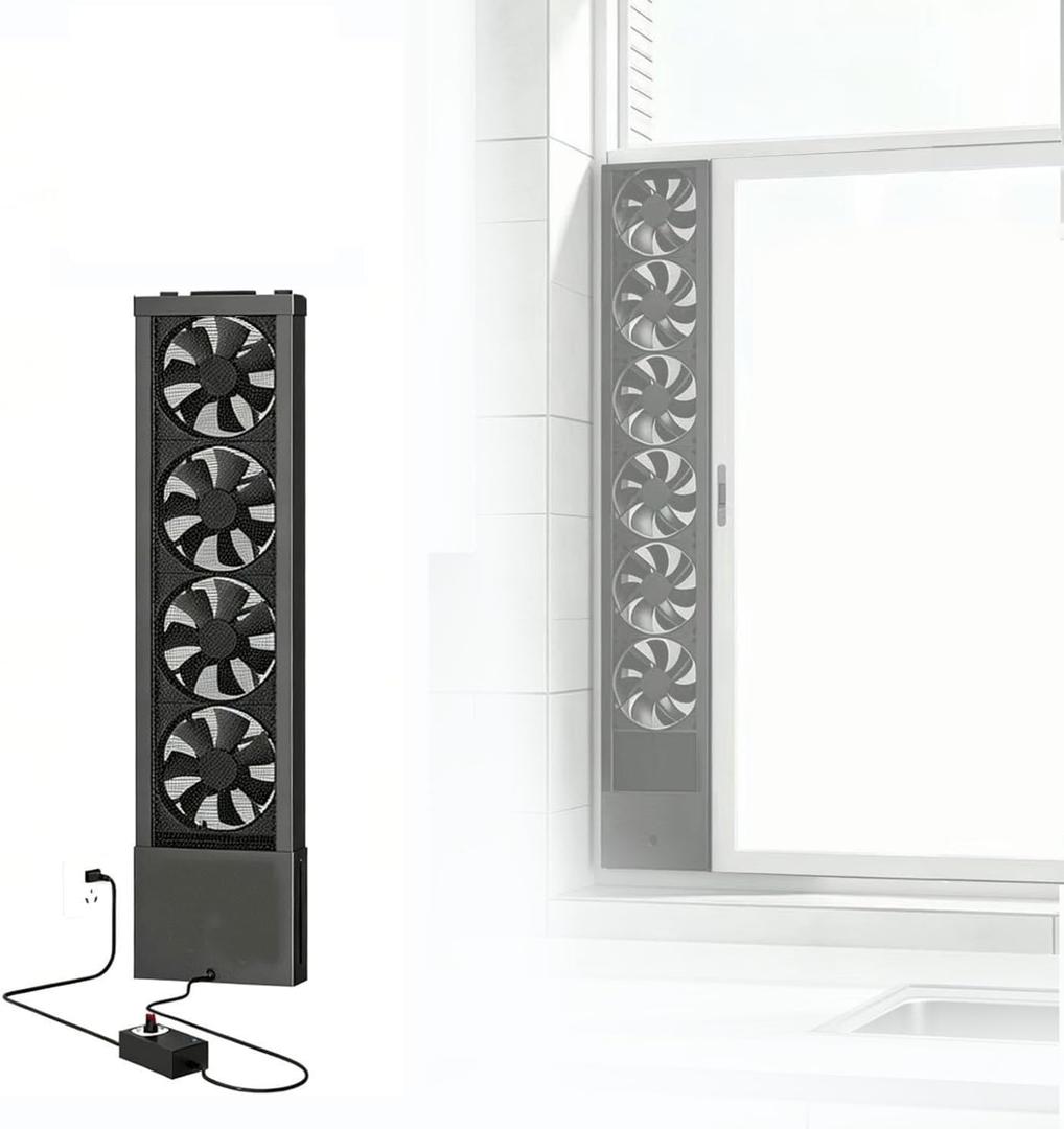 Vertical Window Fan, Quiet Window Exhaust Fan with Adjustable Speed, 23.2-27.2 inches