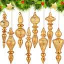 Mifoci 8 Pcs 6 Inch Mercury Glass Finial Christmas Ornaments Hanging Christmas Finials Glass Ornaments Assorted Mercury Decor for Vintage Holiday Xmas Tree Decoration(Champagne)