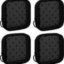 4 Pieces Mini Zipper Nylon Mesh Pouch, Mesh Cosmetic Bags Makeup Bags, Multipurpose Travel Toiletry Bags for Office Supplies and Travel Accessories (Heart Print-Black, S)