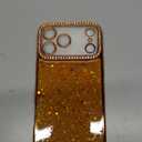 for iPhone 17 Pro Glitter Case, Shockproof Cute Bling Sparkle Cover Sequin Diamonds Shiny Camera Lens Protector Soft Electroplate Protective Girls Women Phone Case for iPhone 17 Pro, Orange