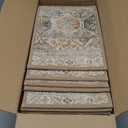 Carpet Stair Treads Non Slip 15PCS, 8" X 30" Edging Stair Runner for Wooden Steps Indoor, Resistant Stair Rugs with Reusable TPE Adhesive Backing, Residue Mat for Elders, Pets, Tawny/Ivory