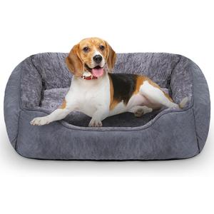 Dog Bed for Small Dogs Washable, Super Soft Durable Cat Bed, Warming Soft Calming Puppy Bed Pet Bed with Anti-Slip Bottom, Grey, 20 x 19 x 6inch