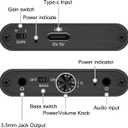 Headphone Amplifier with Bass Boost, Support 3.5mm AUX and Type-C 16-600Ω Headphone -3.5mm Stereo Audio Out, GAIN, Bass for Mac, Phones, iPad, MP3, MP4 and Computers,Xbox one,PS4,PS5 Controller