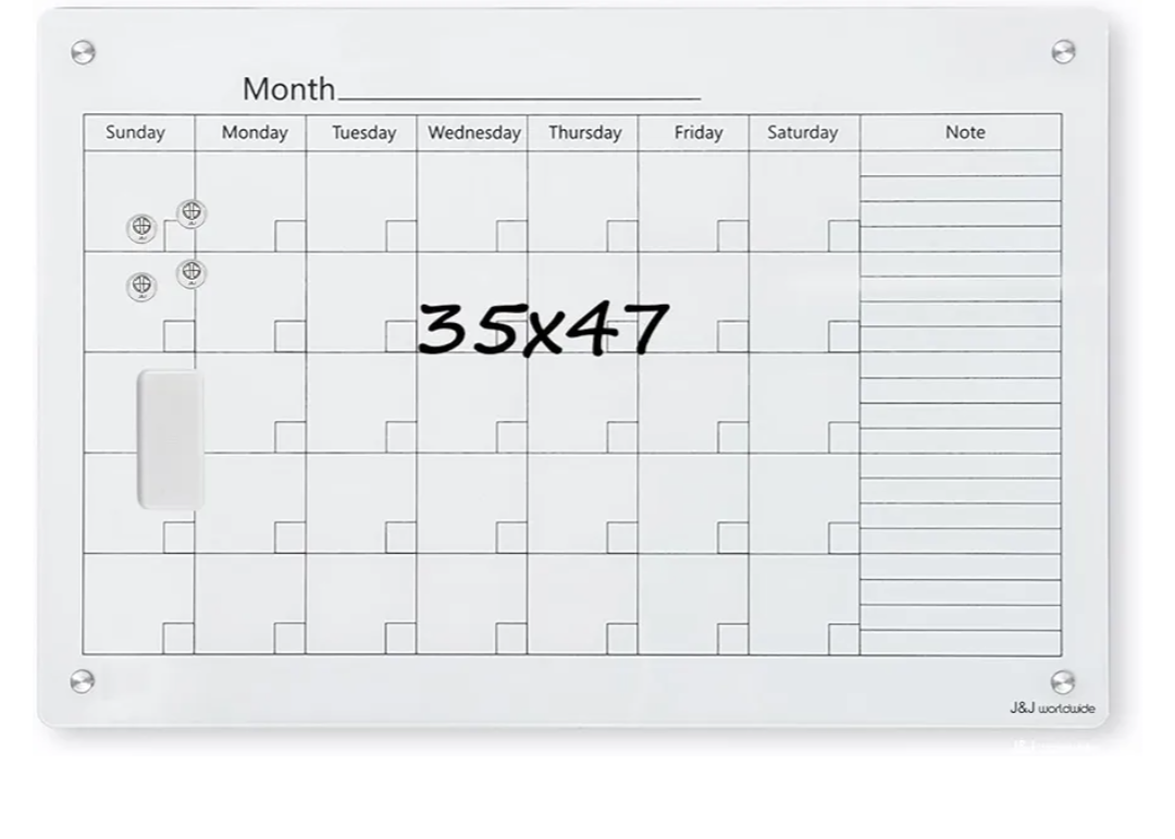 Magnetic Whiteboard Calendar, 4' x 3' Glass Wall Calendar Dry Erase Board Monthly Planner for Home, School, Office, Frameless, with Markers, Marker Tray, Eraser, Magnets Magnetic Whiteboard Calendar, 4' x 3' Glass Wall Calendar Dry Erase Board Monthly Planner for Home, School, Office, Frameless, with Markers, Marker Tray, Eraser, Magnets