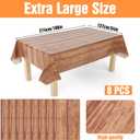 8 Pcs Wood Grain Tablecloth, 54x108 Inch Brown Plastic Table Covers, Disposable Rustic Western Table Cloth for Barn Themed Birthday Party Decor