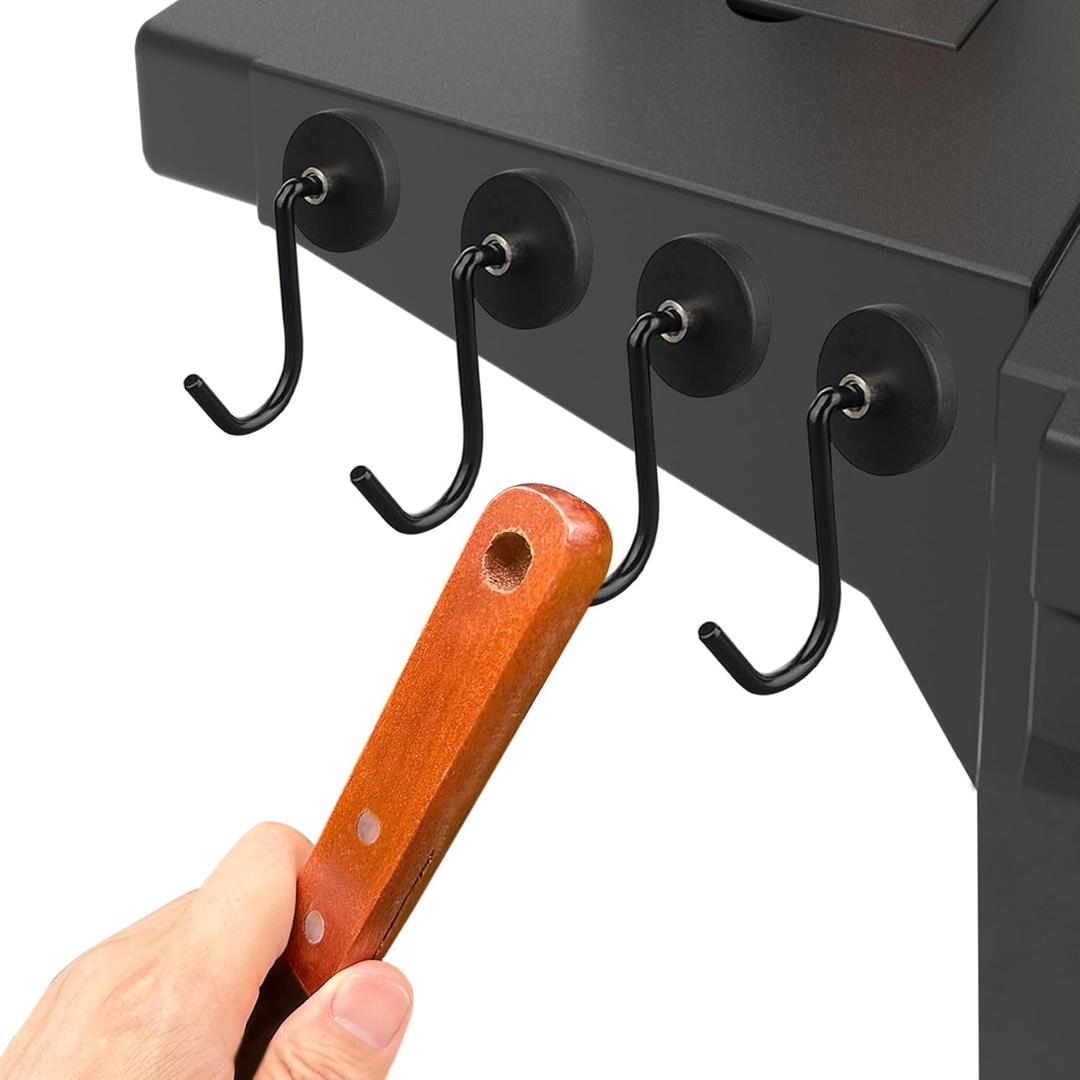 Smoker Grill Hooks 4 Pack Heavy Duty,Non-Slip Magnetic Hook for Grill Utensils,Strong Magnetic Hooks for Traeger Blackstone Pit Boss Camp Chef Z Grills BBQ Grill Accessories