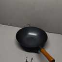 YOSUKATA 13.5" Pre-Seasoned Flat Bottom Black Carbon Steel Wok for Stir Fry