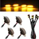 4 PCS Car LED Grille Lights, Waterproof Bright Front Grill Trim Lamps with Wiring Harness, Bumper LED Running Lights for 2004-2019 F150 F250 F350 Raptor 2013-2018 Ram 1500 (Black & Yellow)
