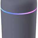 Portable Colorful Mini Humidifier - Essential Oil Diffuser H2O -Portable 300 ml USB Air for Bedroom, Car, Office, Desktop with Light & 2 Mist Modes (Black) 4.69*3.07*3.07inch