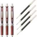 Pentel EnerGel Deluxe RTX Liquid Gel Ink Pen Set Kit, Pack of 3 with 4 Refills (0.7mm) (Brown)