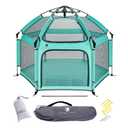 POP 'N GO PLAYPEN - Indoor & Outdoor Baby Playpen for Babies and Toddlers - Baby Beach Tent, Foldable, Portable W/Canopy, Travel Bag, & Mosquito Net - Pop Up Pack and Play Tent (Sweet Mint)
