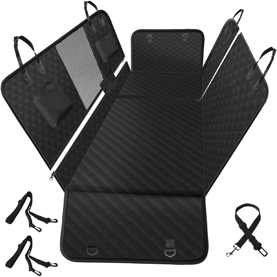 Vailge 6 in 1 Car Seat Cover for Back Seat, 60/40 Split, 100% Waterproof with Mesh Window, Scratch Prevent Anti-slip Dog Hammock, Standard