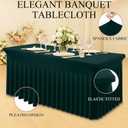 Moosfor 2 Pack Spandex Fitted Rectangle Tablecloth, Elastic Table Skirt | Stretch Washable Reusable 8FT Table Cloth, Folding Table Cover for Wedding, Banquet, Party and Dining Events, Hunter Green