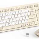 Silent Wireless Keyboard and Mouse Combo, Full-Sized Wireless Keyboard and Adjustable DPI Mouse, 2.4GHz USB Receiver, Keyboard and Mouse for PC, Windows, MAC, Desktop, Laptop(Latte-Color B)