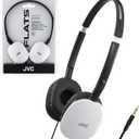 JVC Flats On-Ear Wired Headphones - Flat Foldable Design - 30mm Driver for Powerful Sound - Soft Ear-Pads for Comfort  Steel Headband - Lightweight & Portable - PC/Laptop/Gaming - 3.5mm Slim Plug (White)