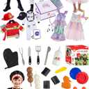 Born Toys Toddler Dress Up Clothes for Little Boys & Girls, Washable Kids Costumes for Girls 3-7, 4-in-1 Costume Set and Grilling Set