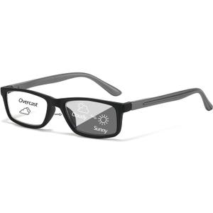 VIEWBETTER Photochromic Reading Glasses Sunglasses for Women Men, UV Protection & Lightweight & Flexible Spring Hinge RG2321 (Black Frame Photochromic Lenses)