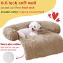 HACHIKITTY Calming Pet Sofa Bed Mat, Washable Plush Couch Cover, Furniture Protector for Dogs and Cats, Fluffy Dog Couch Bed with Anti-Slip Bottom (30"x 27"x 6", Camel)