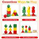 Wooden Sorting & Stacking Toys, Color Recognition Sensory Toys Shape Matching Game, Stacking Puzzle Building Blocks Learning Activities Fine Motor Skills Toy for 2 3 4 5 Years Old Kids