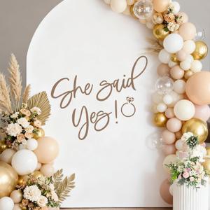 She Said Yes Sign Decal Sticker Banner for Backdrop - She Said Yes Decorations Sign Decal Wall Sticker for Bridal Shower Engagement Bachelorette Party Photo Booth Prop Decorations (Not Balloon)